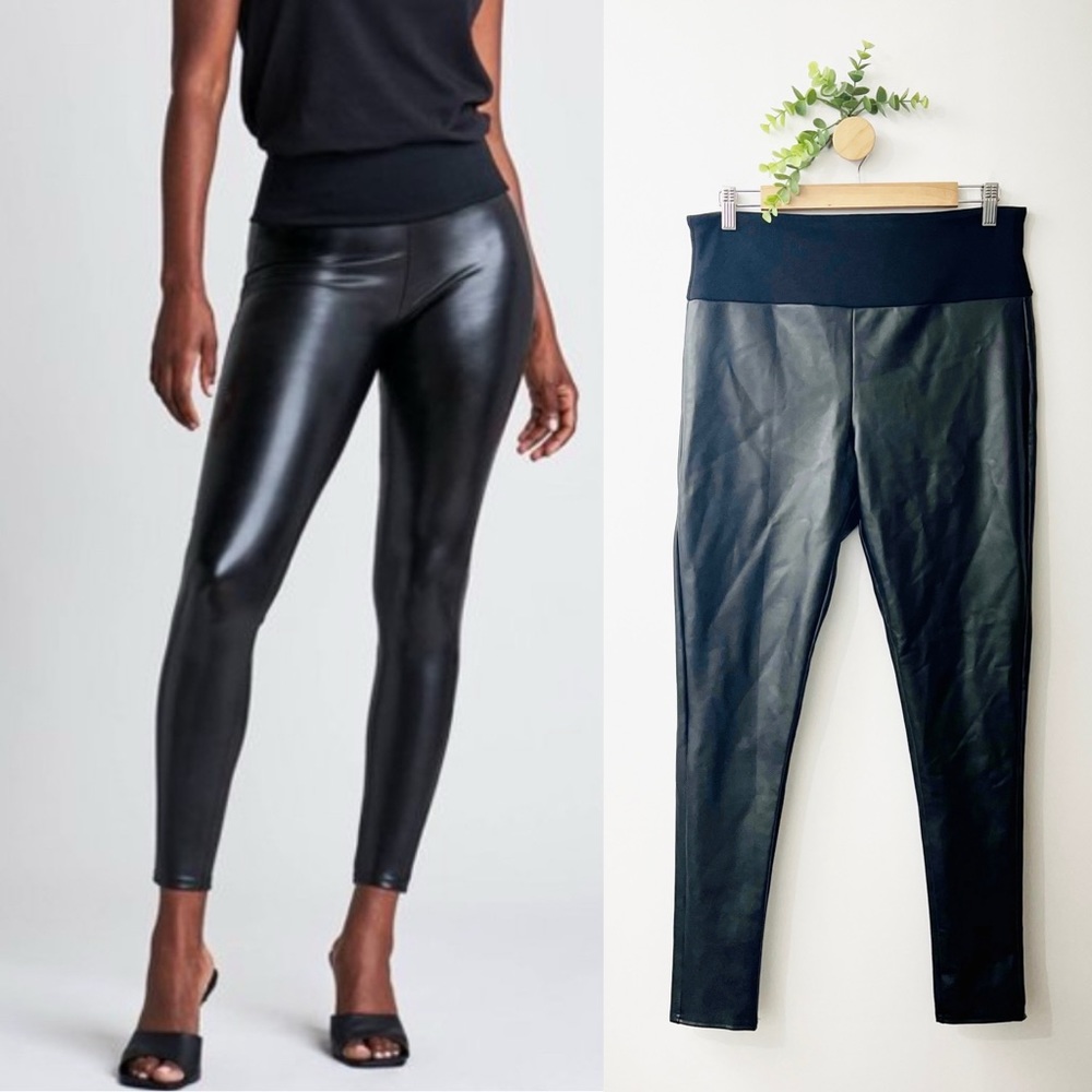 Assets By Spanx Black All Over Faux Leather Leggings